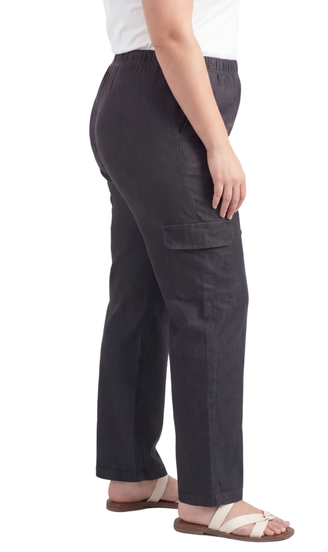 Women's Lightweight Elastic Stretch Waist Casual Denim Pull-on Cargo Pants