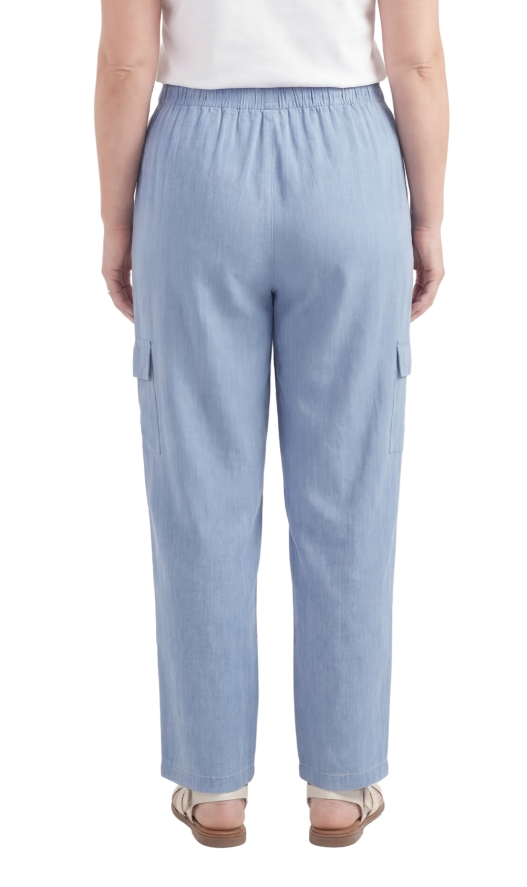 Women's Lightweight Elastic Stretch Waist Casual Denim Pull-on Cargo Pants