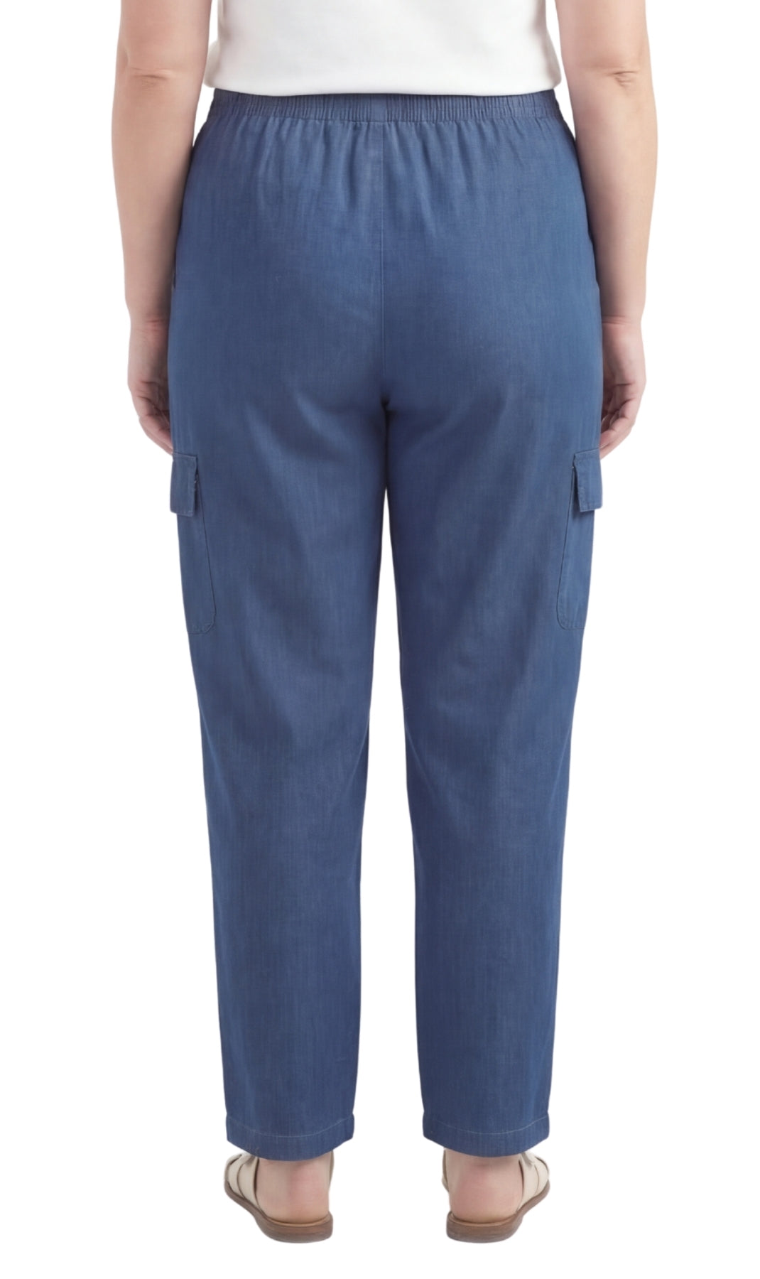 Women's Lightweight Elastic Stretch Waist Casual Denim Pull-on Cargo Pants