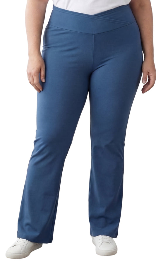 Women's Pull-on Cotton Stretch Bootcut Flare Leggings with a Crossover waistband