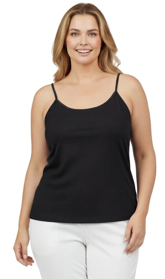 Women's Essential Adjustable Strap Camisole in Soft Cotton Blend Fabric with a built in Shelf Bra