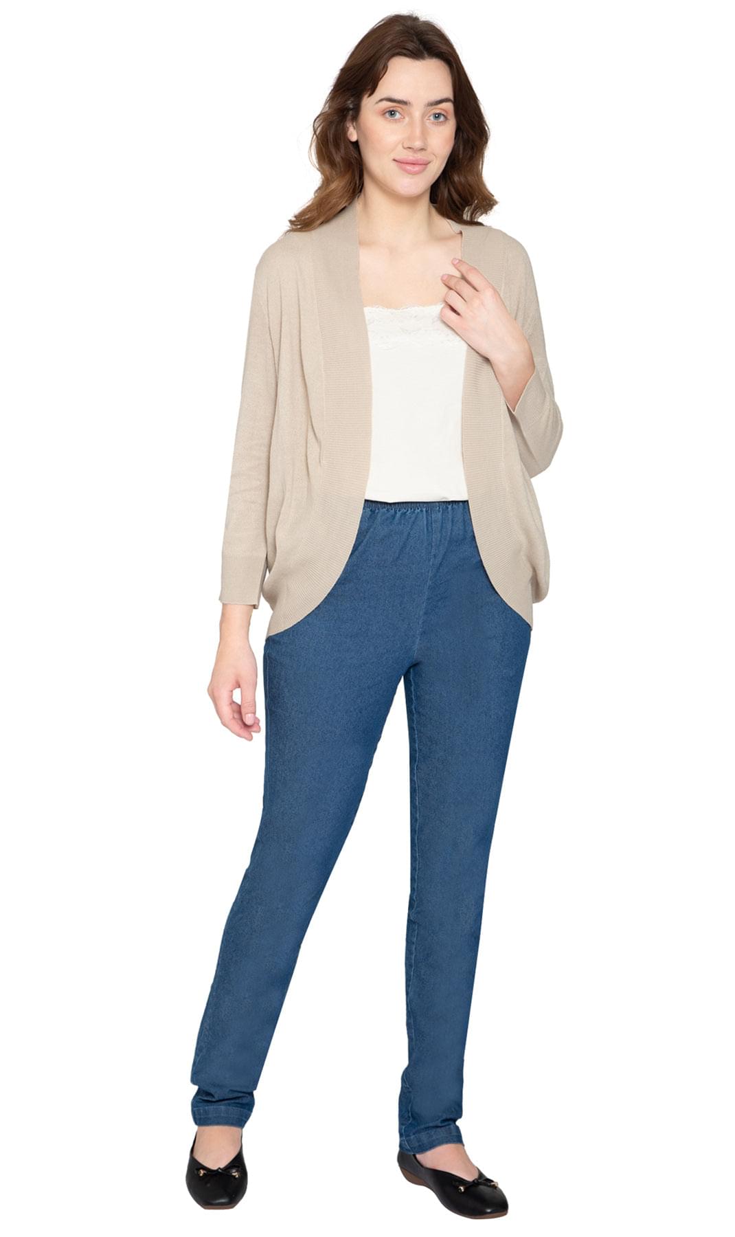 Women's Curved Hem Cardigan - Open Front in Soft Cashmere like Fabric