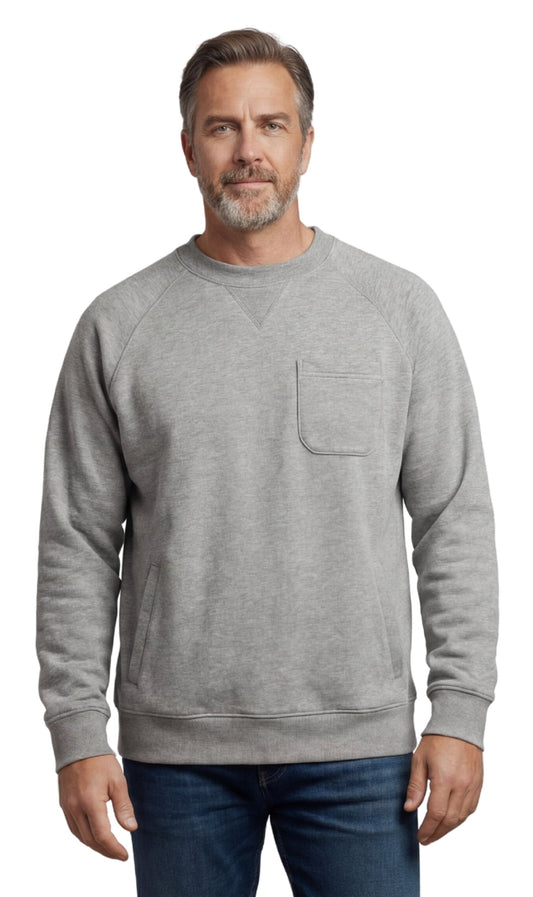 Mens 3-Pocket Fleece Sweatshirt with Raglan Seams, Chest Pocket and Tagless Neck