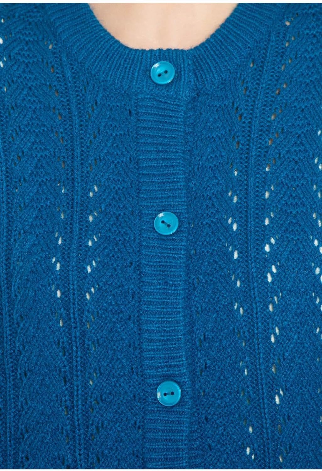 Women's Button Front Crochet Pointelle Cardigan with Pockets