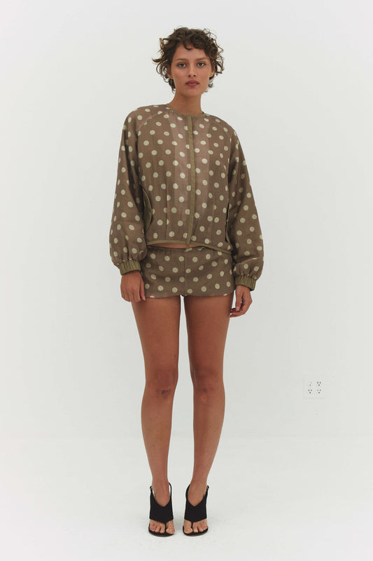 FABIO VOILE JACKET IN CREAM AND MOCHA