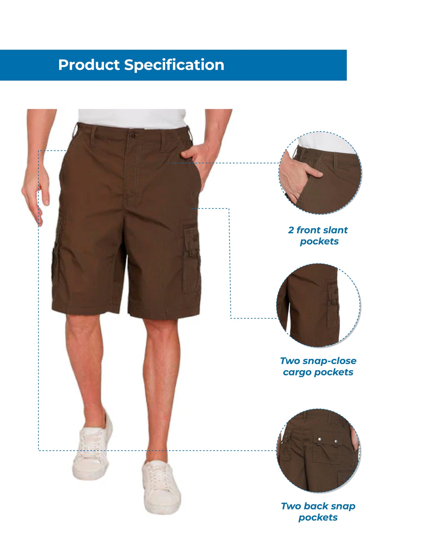 Men's Cargo Shorts with Elastic Waist and Multi Pockets for added comfort